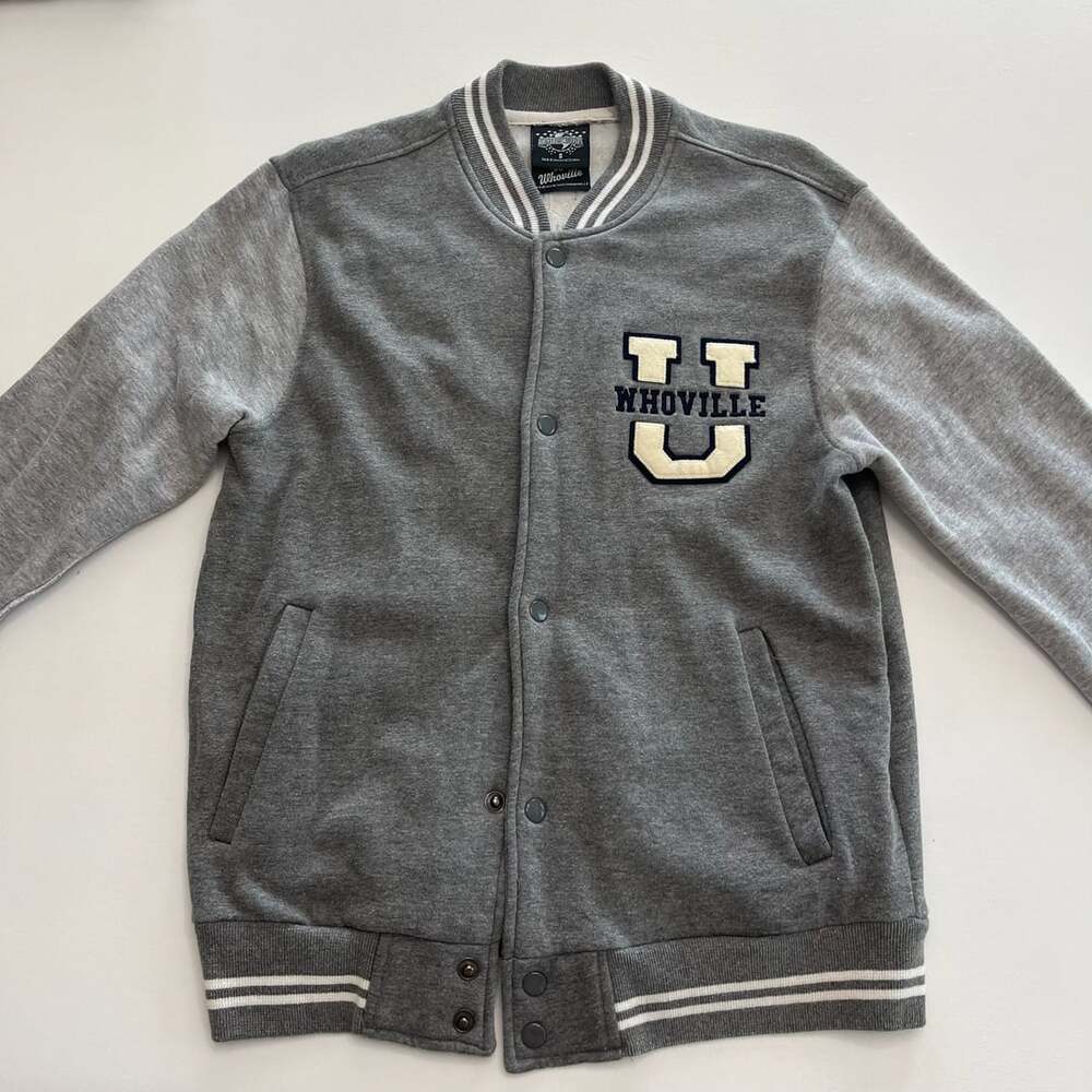 Universal Studios Whoville Varsity Jacket Size S Grey Dr Seuss